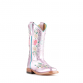 Special Offer Anderson Bean | Kids Macie Bean Metallic Pink Floral Embroidered Square Toe Cowboy Boots-LIGHT PINK