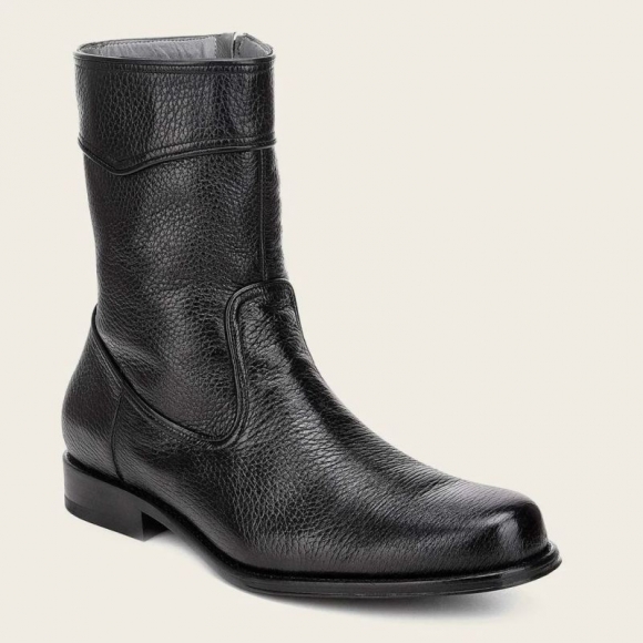 Cuadra Men's Hand-Painted Black Leather Boot With Bumped Rims | New Arrivals
