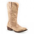 ROPER | WOMEN'S FASHION COWBOY BOOT VINTAGE BEIGE FAUX LEATHER AND ALL OVER EMBROIDERY-TAN | STYLISH OUTLET