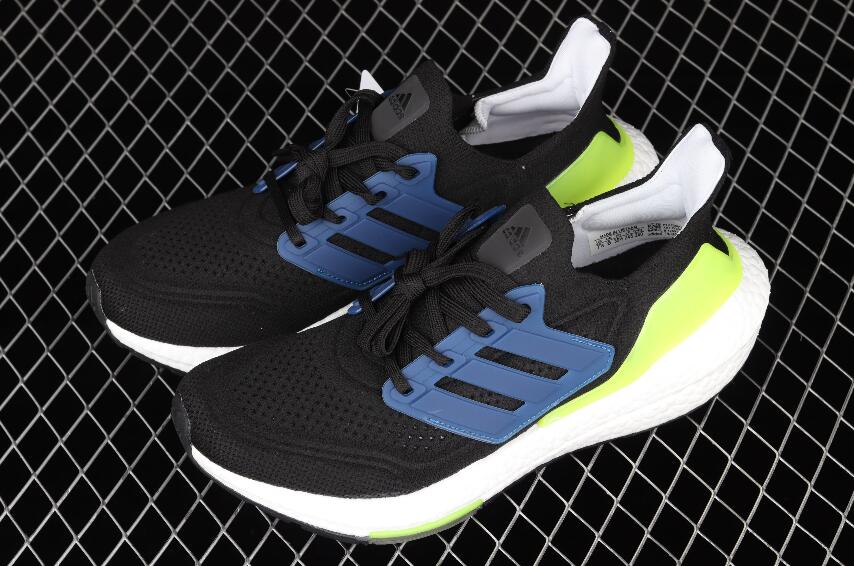 Stylish Adidas Ultra Boost 21 Consortium Black Blue Volt Green FY0568 ...