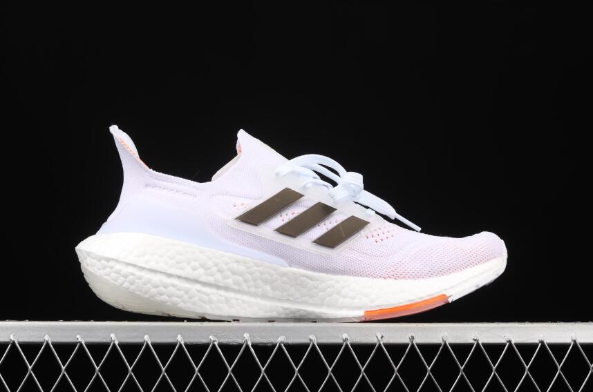 Stylish Adidas Ultra Boost 21 White Orange Black S On Sale 21 Yeezy Boost